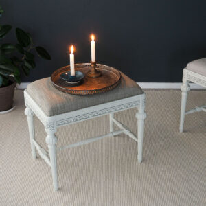 Kustavilainen rahi, helmenharmaa-patina, kangas Vellamo 10.