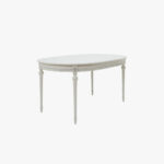 Kustavilainen ruokapöytä ovaali, väri helmenharmaa-patina.