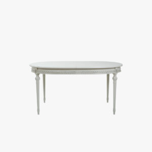 Kustavilainen ruokapöytä ovaali, väri helmenharmaa-patina.