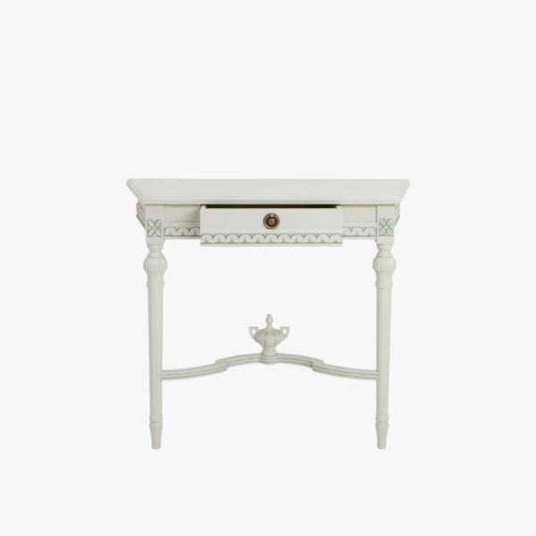 Kustavilainen 2-jalkainen peilipöytä, väri helmenharmaa-patina.