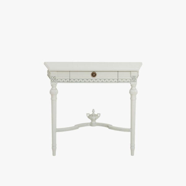 Kustavilainen 2-jalkainen peilipöytä, väri helmenharmaa-patina.