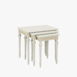 Kustavilainen 3-osainen sarjapöytä., väri helmenharmaa-kulta.