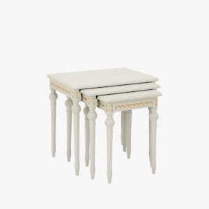 Kustavilainen 3-osainen sarjapöytä., väri helmenharmaa-kulta.