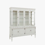 Kustavilainen iso hopeakaappi / vitriinikaappi, väri helmenharmaa-patina.