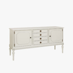 Kustavilainen astiakaappi, helmenharmaa-patina.