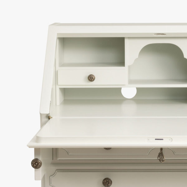 Kustavilainen kirjoituslipasto / klaffilipasto, väri helmenharma-patina.