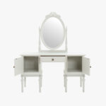 Kustavilainen kampauslipasto peilillä, väri helmenharmaa-patina.