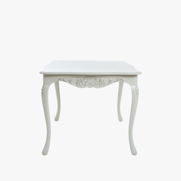 Talonpoikaisrokokoo ruokapöytä, väri helmenharmaa-patina.