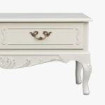 Talonpoikaisrokokoo tv-taso 2-osainen, väri helmenharmaa-patina.