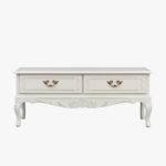 Talonpoikaisrokokoo tv-taso 2-osainen, väri helmenharmaa-patina.