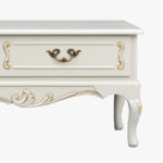 Talonpoikaisrokokoo tv-taso 3-osainen, väri helmenharmaa-patina.