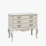 Talonpoikaisrokokoo lipasto, helmenharmaa-kulta.