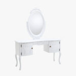 Talonpoikaisrokokoo meikkipöytä / kampauslipasto peilillä, väri valkoinen.