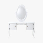 Talonpoikaisrokokoo meikkipöytä / kampauslipasto peilillä, väri valkoinen.