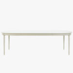 Empire ruokapöytä ovaali, väri helmenharmaa-patina, jatkettuna kahdella jatkopalalla.