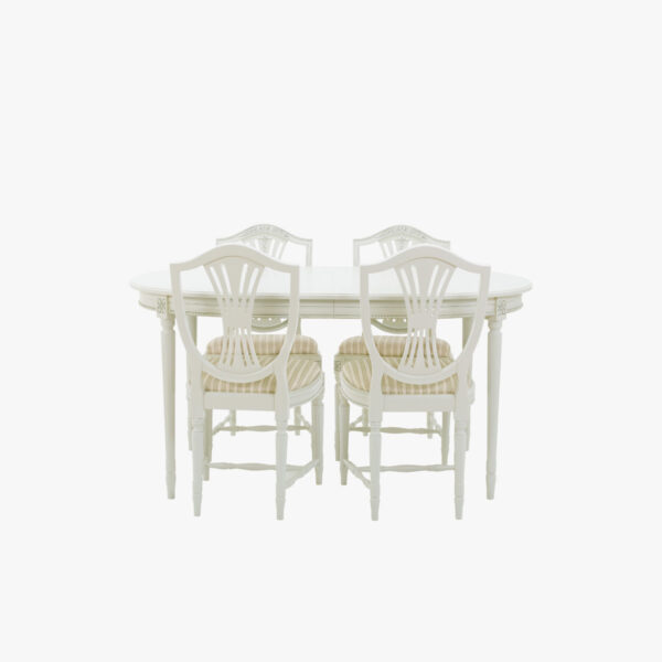 Empire ruokapöytä ovaali, väri helmenharmaa-patina.