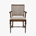 Kustavilainen seniorituoli, väri amerikanpähkinä, verhoilu Line 13 harmaa.