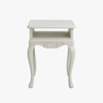 Poistotuote: Talonpoikaisrokokoo yöpöytä hyllyllä, helmenharmaa.