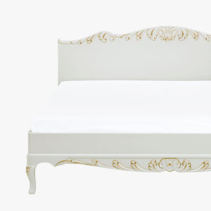 Talonpoikaisrokokoo divaanisänky 160 x 200 cm, väri helmenharmaa-kulta.