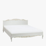 Talonpoikaisrokokoo divaanisänky 160 x 200 cm, väri helmenharmaa-kulta.