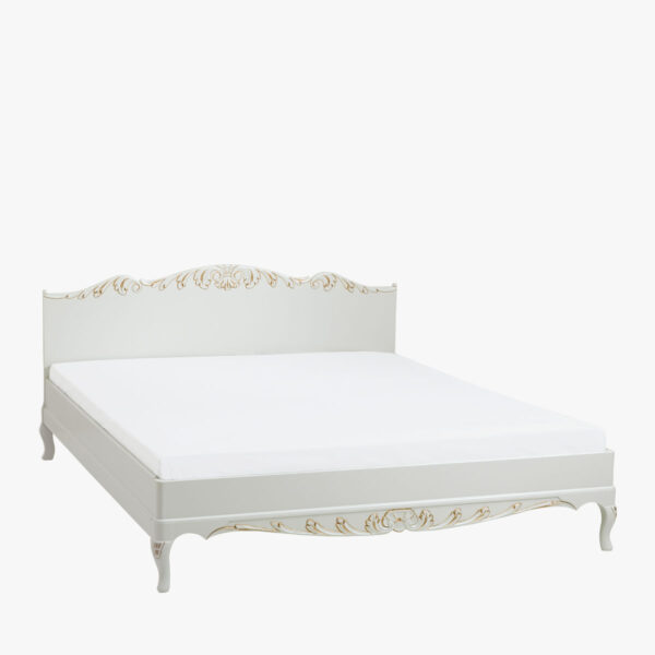 Talonpoikaisrokokoo divaanisänky 160 x 200 cm, väri helmenharmaa-kulta.