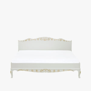 Talonpoikaisrokokoo divaanisänky 160 x 200 cm, väri helmenharmaa-kulta.