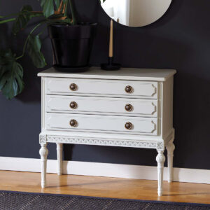 Kustavilainen lipasto 80 cm, väri helmenharmaa-patina