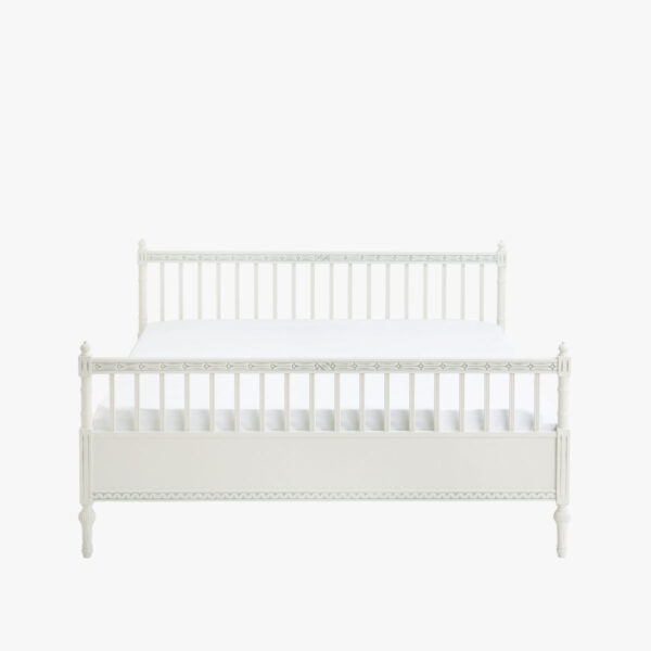 Kustavilainen sänky 160 cm, väri helmenharmaa-patina.